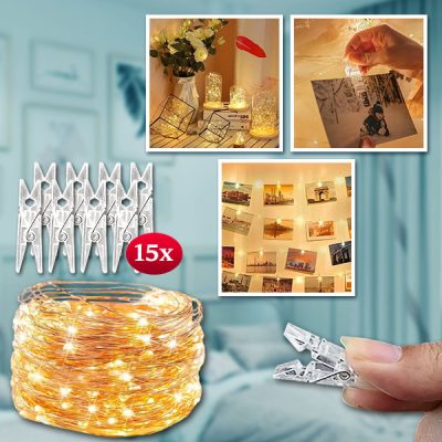 Luči na traku s sponkami za obešanje slik (3 m) | PHOTOGLO